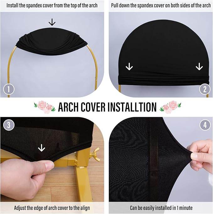 LEBENGURU Upgraded 7.2FT Wedding Arch Cover, Round Top Chiara Stand Covers - Image 5