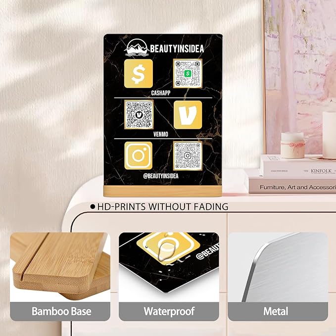 Personalized Custom Metal QR Code Sign Venmo Cashapp Scan to Pay - Image 3