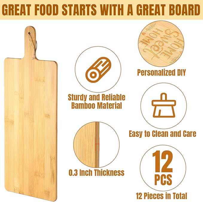 Patelai 12 Packs Wooden Cutting Board Set - Image 3