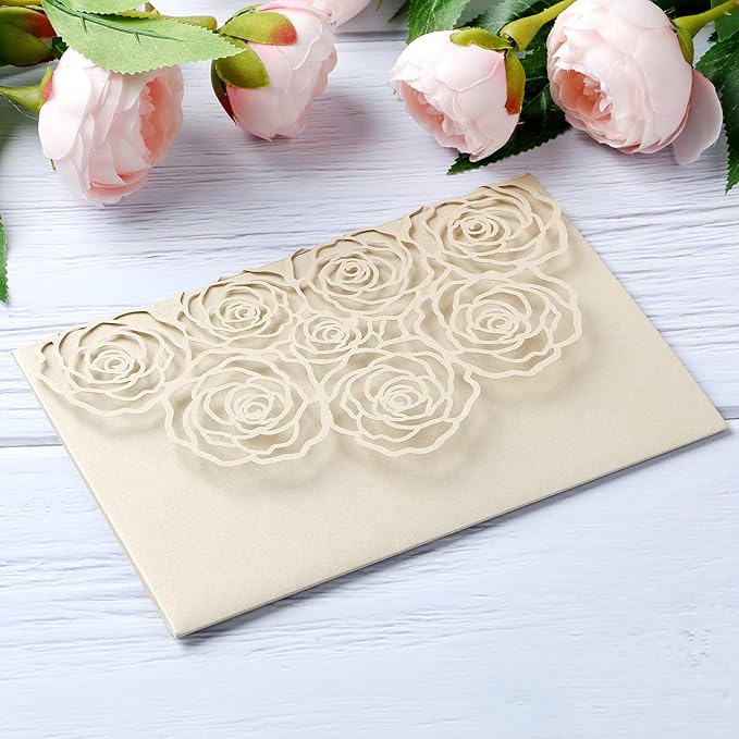 20 Pcs Laser Cut Wedding Invitations Card Pocket - Image 4