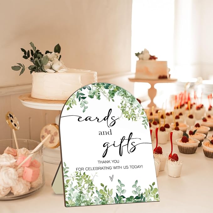 Cards and Gift Sign, Thank You for Your Gift and Well Wishes Sign, Eucalyptus - Image 3