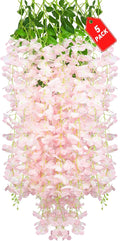 5 Pack Light Pink Wisteria Hanging Flowers, 3.44 Ft Fake Hanging Flowers by ZEBMOON