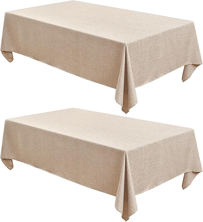 Fitable Faux Linen Beige Table Clothes Rectangle 60 x 144 Inch by Fitable