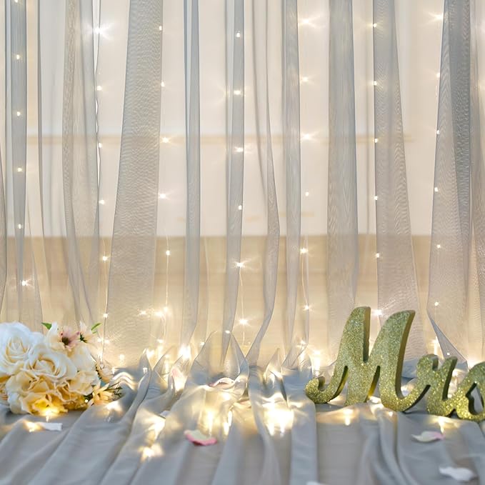 Silver Grey Tulle Backdrop Curtain - Image 8