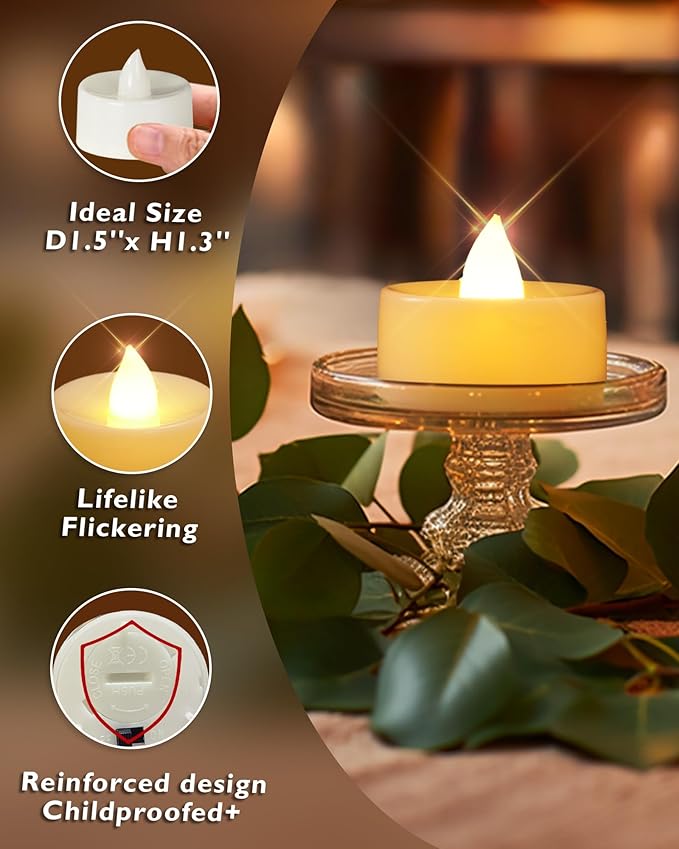 Homemory 12-Pack Flameless LED Tea Lights Candles Battery Operated, 200+Hour - Image 5