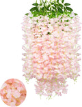 12 Pack Light Pink Wisteria Hanging Flowers Garland, 3.77 Feet Artificial by Luerbi