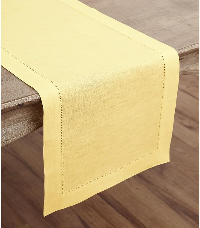 Solino Home Linen Yellow Table Runner 120 Inches Long - Image 2