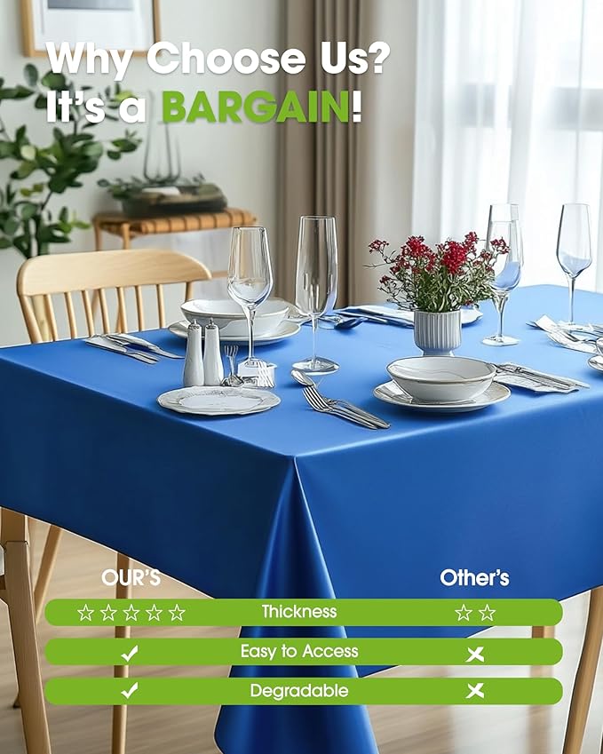 Pureegg Plastic Table Cloth Disposable 10 Pack, 54 x 108 Inch Table Cloths - Image 6
