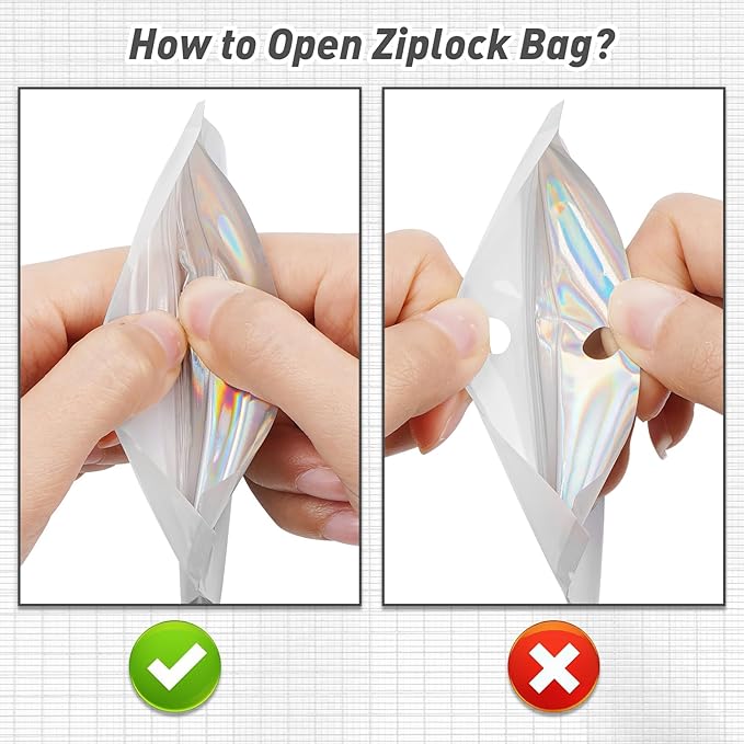 Funfery 100 Pack Gradient Holographic Bags, Resealable Bags - Image 6