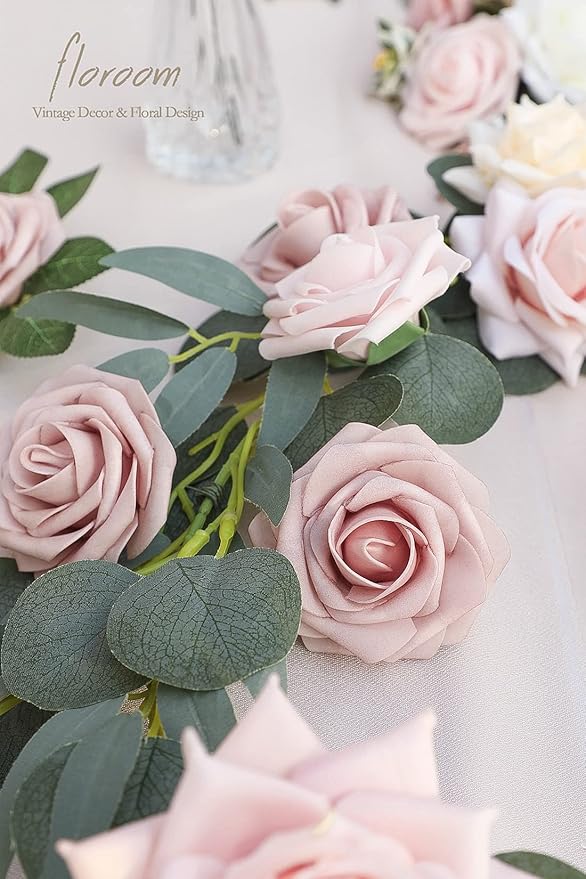 Floroom Artificial Flowers 25pcs Real Looking Shabby Blush Foam Fake Roses - Image 3
