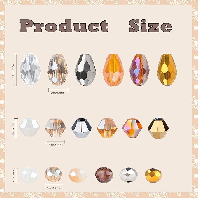 Glass Beads for Jewelry Making -800PCS Brown Crystal Beads for Bracelet Making - Image 2