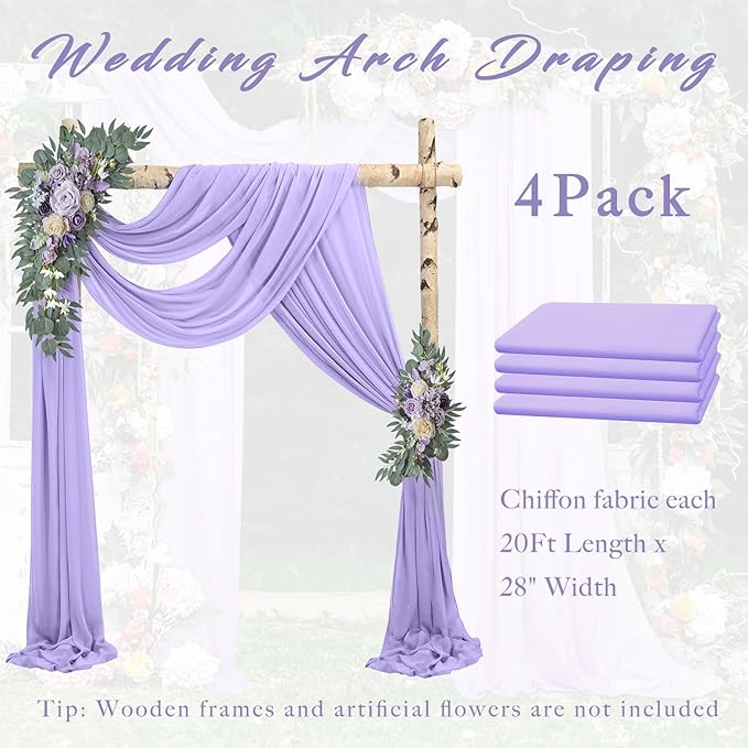 Wedding Arch Draping Fabric 4 Panels 20Ft Length x 28" Width Lilac Arch Drapes - Image 6