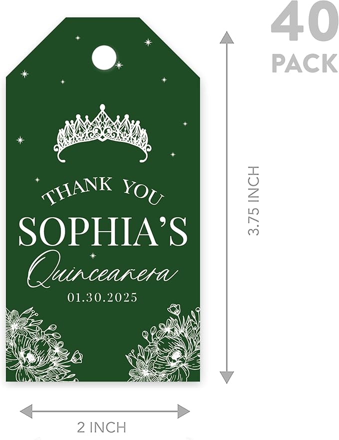 Andaz Press 40-Pack Personalized Quinceañera Favor Tags - Image 5