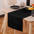 Black Table Runner 72 Inch – Cotton Linen Hemstitch Farmhouse Table Runner by HomeEkaa