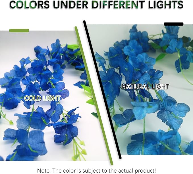 12 Pack Royal Blue Wisteria Hanging Flowers Garland - Image 8