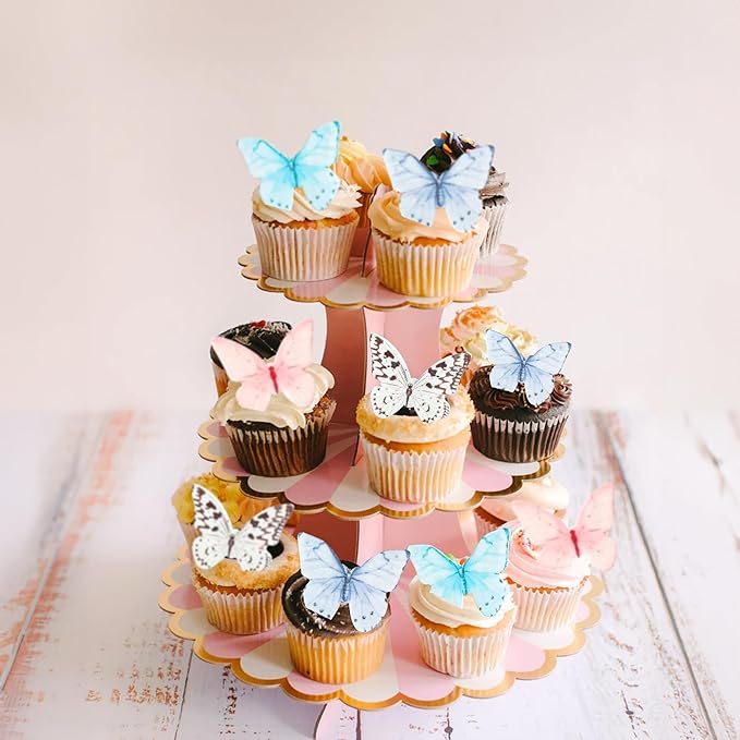Ephlyn 48Pcs Edible Butterfly Cupcake Toppers Cupcake Picks Edible Butterfly - Image 7