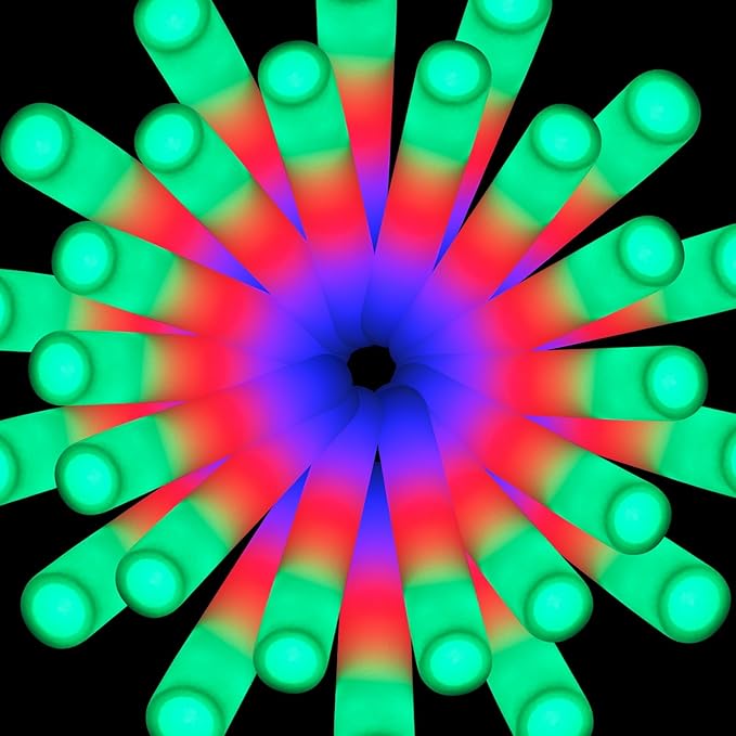 AOWDIAO 100 Pcs 16″ Foam LED Glow Sticks, 3 Light Up Modes, Party Favors by AOWDIAO