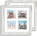 10x10 Picture Frame Set of 2, Real Glass and Distressed White Collage Frame by Hongkee
