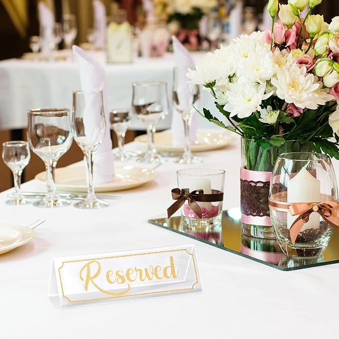 Jetec 16 Pieces Reserved Sign Acrylic Clear Reserved Table Tent Signs Table - Image 5