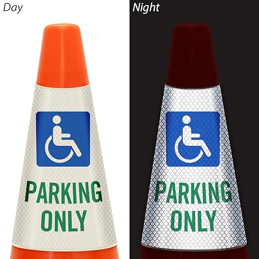 SmartSign “Handicapped Parking Only” Bright Reflective Cone Message Sleeve - Image 3