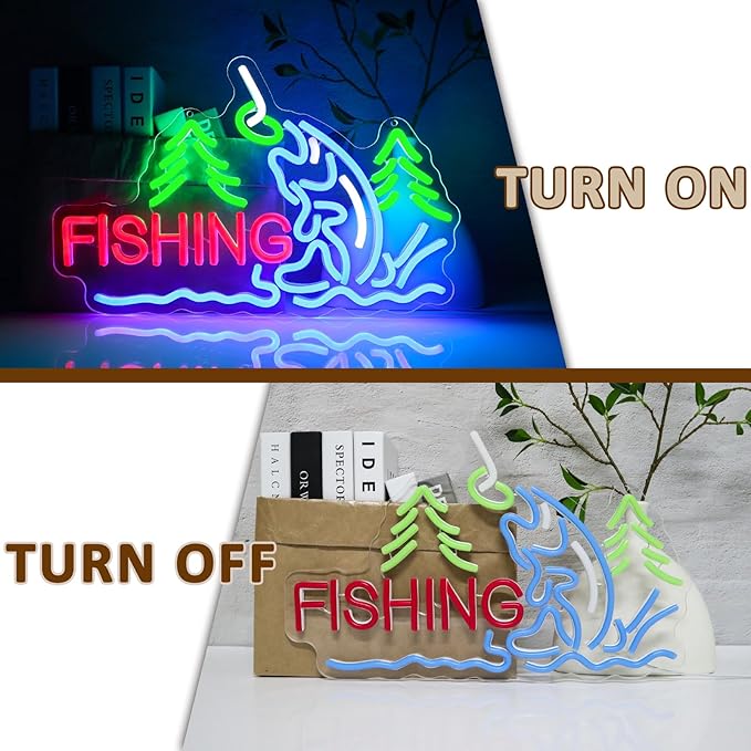 Fishing Neon Sign for Wall Decor, Fish Led Signs for Room, USB Dimmable Neon - Image 5