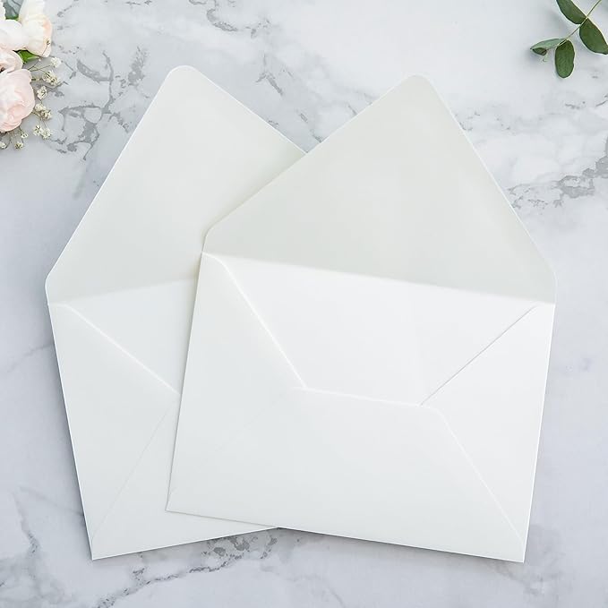 PONATIA 50PCS A7 Euro Flap Envelopes, 5.25 x 7.25'' Ivory Envelopes - Image 6