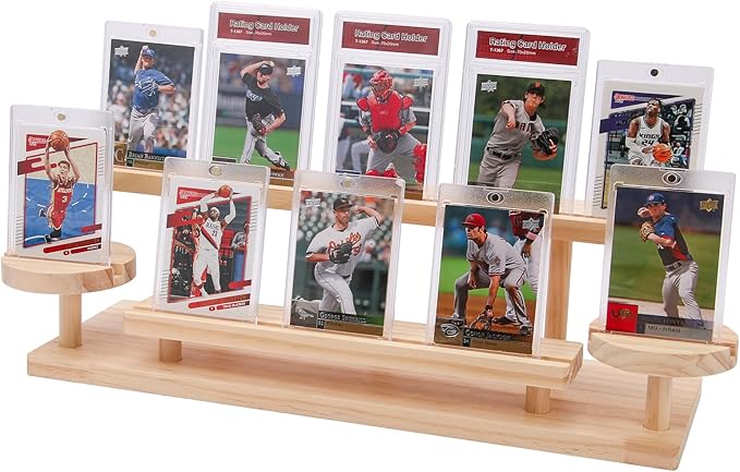 Wooden Trading Card Display Stand, 3-Tier Card Holder by Unknown
