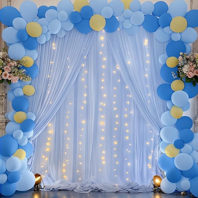 10ft x 7ft Baby Blue Chiffon Backdrop Curtain - Image 5
