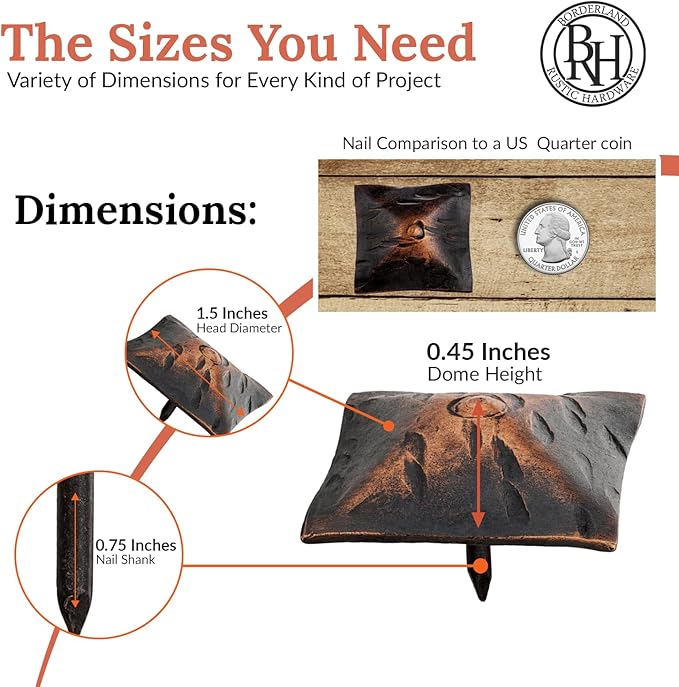25 Pack 1.5" Square Head Iron Clavos Decorative Nails – Oil Rubbed Bronze – - Image 4