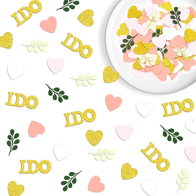 200PC Sage Green and Pink Gold Wedding Confetti - Image 3
