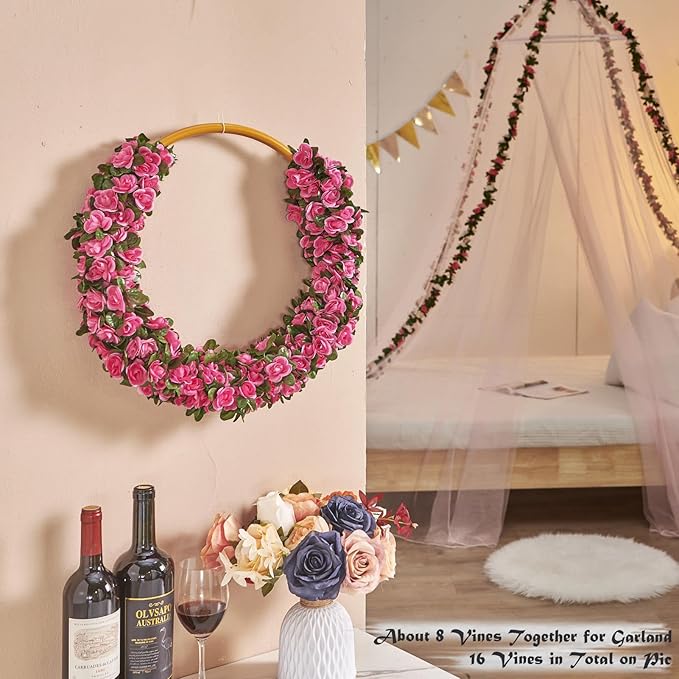 6 Pcs x 8.2 ft Flower Garland Artificial Rose Vine Flowers - Image 4