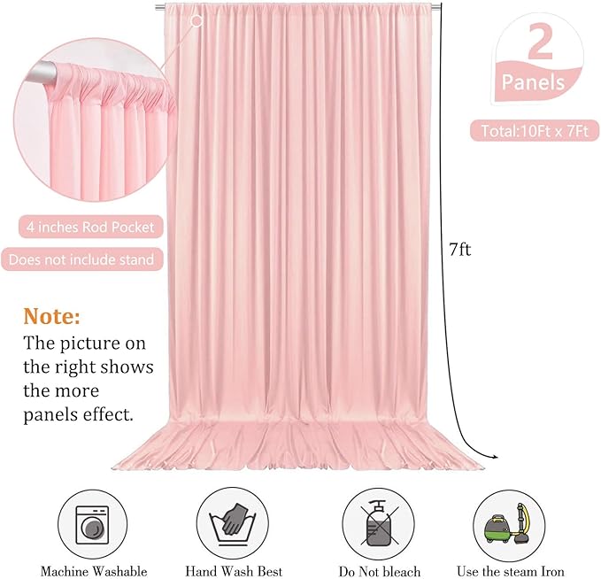 10 x 7 Feet Light Pink Backdrop Curtain - Image 2