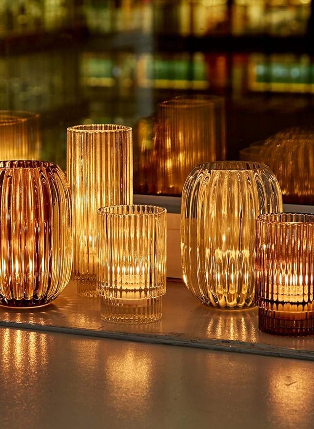 Serene Spaces Living Ribbed Glass Votive Holders – Elegant Pleated Candle - Image 5