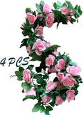 4 Pack Artificial Rose Vine Garland Fake Roses Flowers Plants Vines Hanging by MUYG