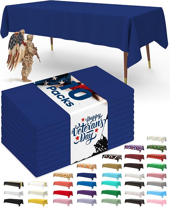 Pureegg Plastic Table Cloth Disposable 10 Pack, 54 x 108 Inch Table Cloths by Pureegg