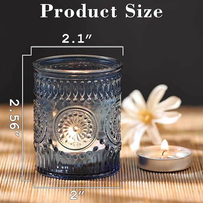 DARJEN Blue Votive Candle Holders Set of 36- Glass Candle Holders Bulk - Image 7