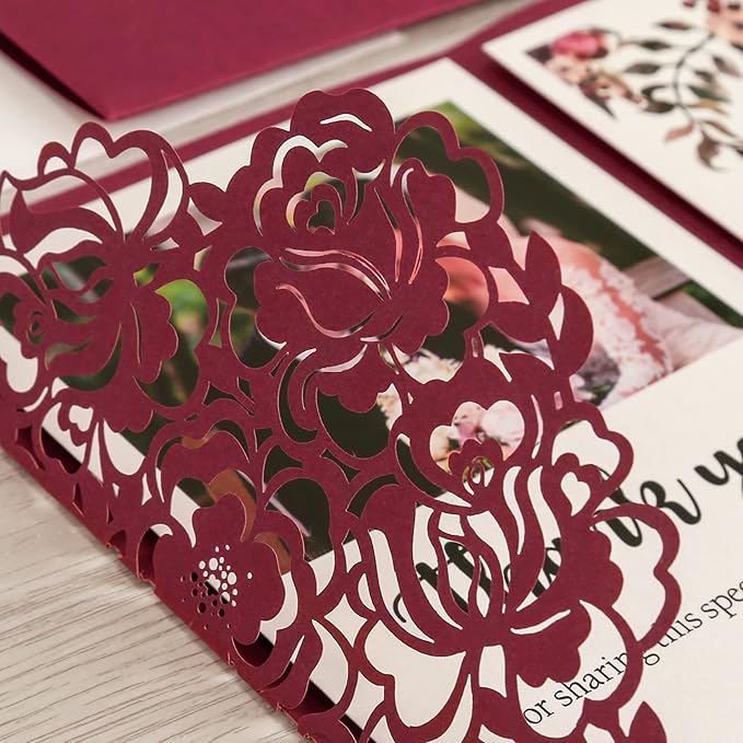 DORIS HOME 50pcs Laser Cut Wedding Invitations - Image 5