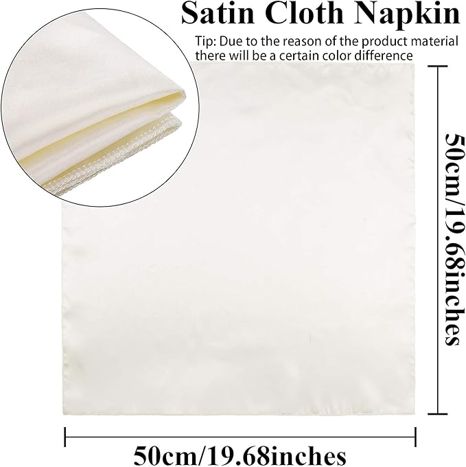 Aneco 24 Pieces Satin Napkin Square 20 x 20 Inches Dinner Napkins Weddings - Image 2