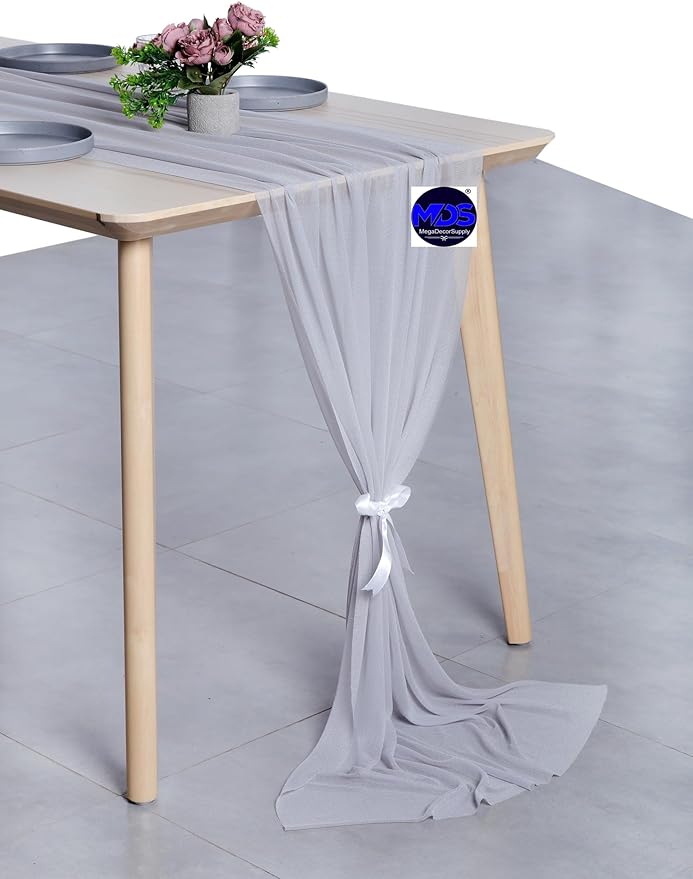 MDS 15 Pack 10ft Chiffon Table Runner 29 x 120 Inches Sheer Wedding Runner - Image 3