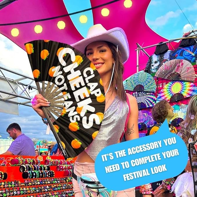 Kandies World UV Reactive Custom Festival Folding Hand Fan - Image 3