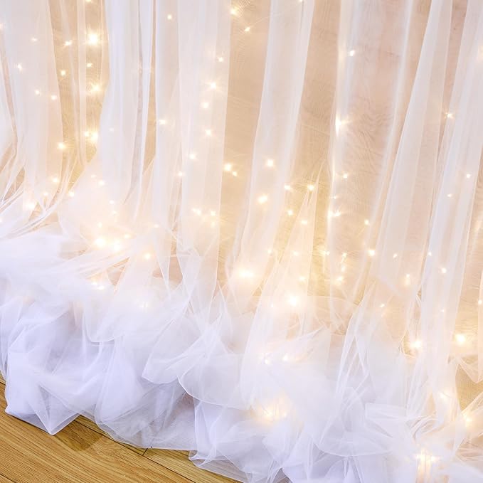 10ft x 10ft White Tulle Backdrop Curtain - Image 5