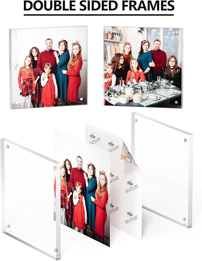 5x5 Acrylic Picture Frame 3 Pack, Desktop Display Decor Gift - Image 2
