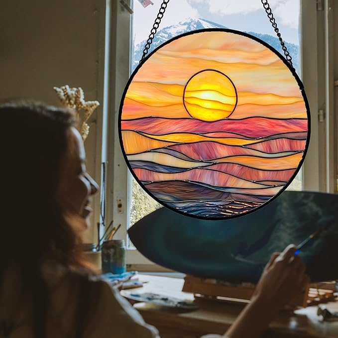 Stained Glass Window Hanging, and Mom 9.8 in - Image 2