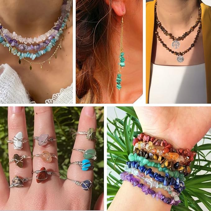 QUEFE 1800pcs 56 Colors Crystal Beads, Ring Making Kit, Gemstone Chip Beads - Image 6