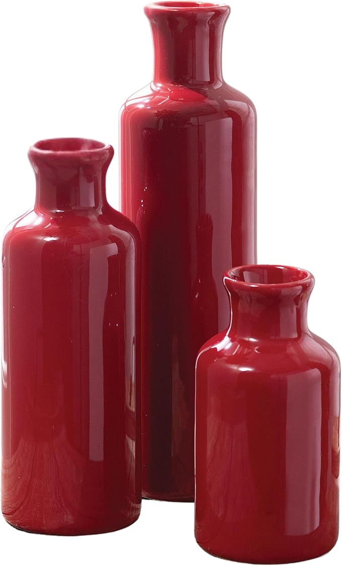 Sullivans Red Vase Set, Farmhouse Decor, Boho Aesthetic Room Decor Vases by Sullivans