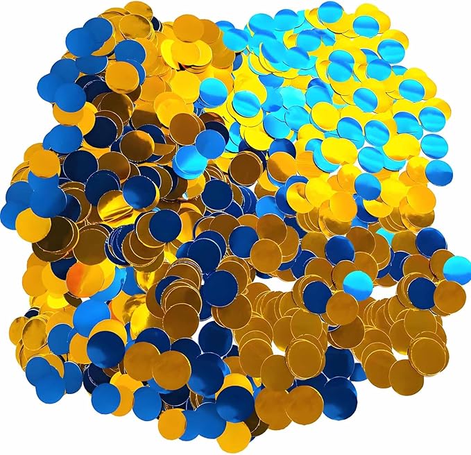 Gold and Blue Round Foil Confetti Beautiful Metallic Table Confetti by Unknown