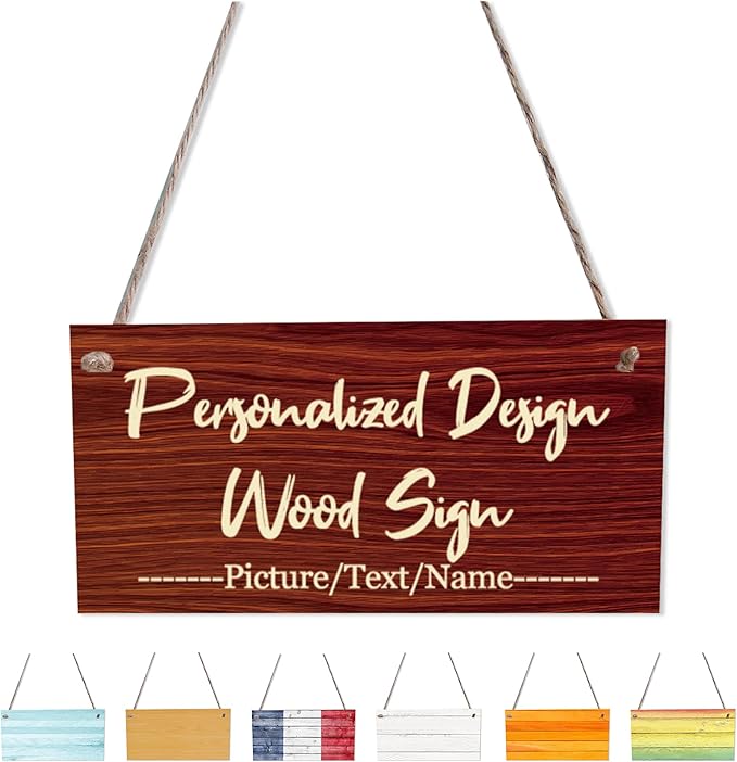 Custom Hanging Wood Sign, Personalized Text Door Sign Plaque, Customized Wall by sophiehome