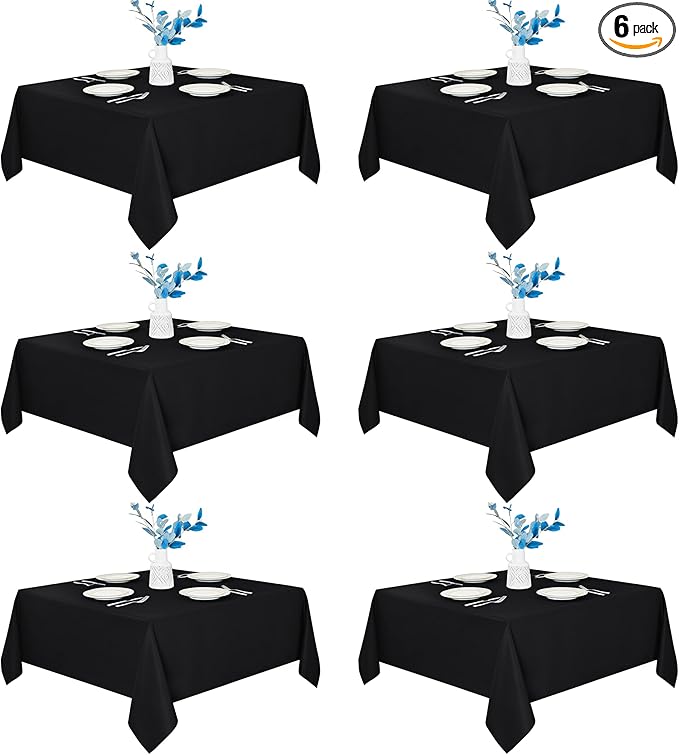 Fitable 6 Pack Black Square Tablecloths by Fitable