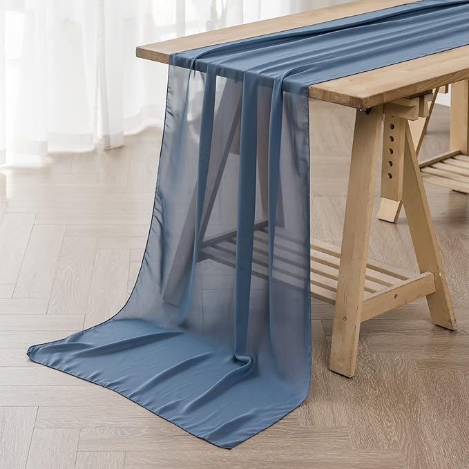 6Pack 9ft Chiffon Table Runner 14x108 Inch Sheer Romantic Table Runner by flohar