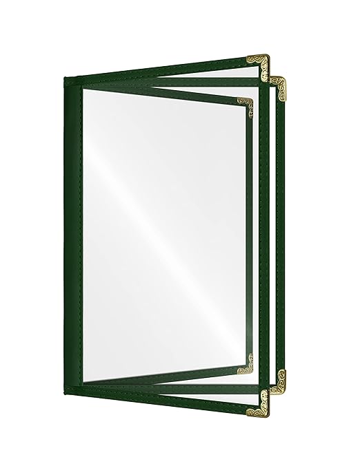 Goodsmart Restaurant Menu Covers – 25 Pack Green 3-Page/6-View 8.5" x 11" by ACISuperPower